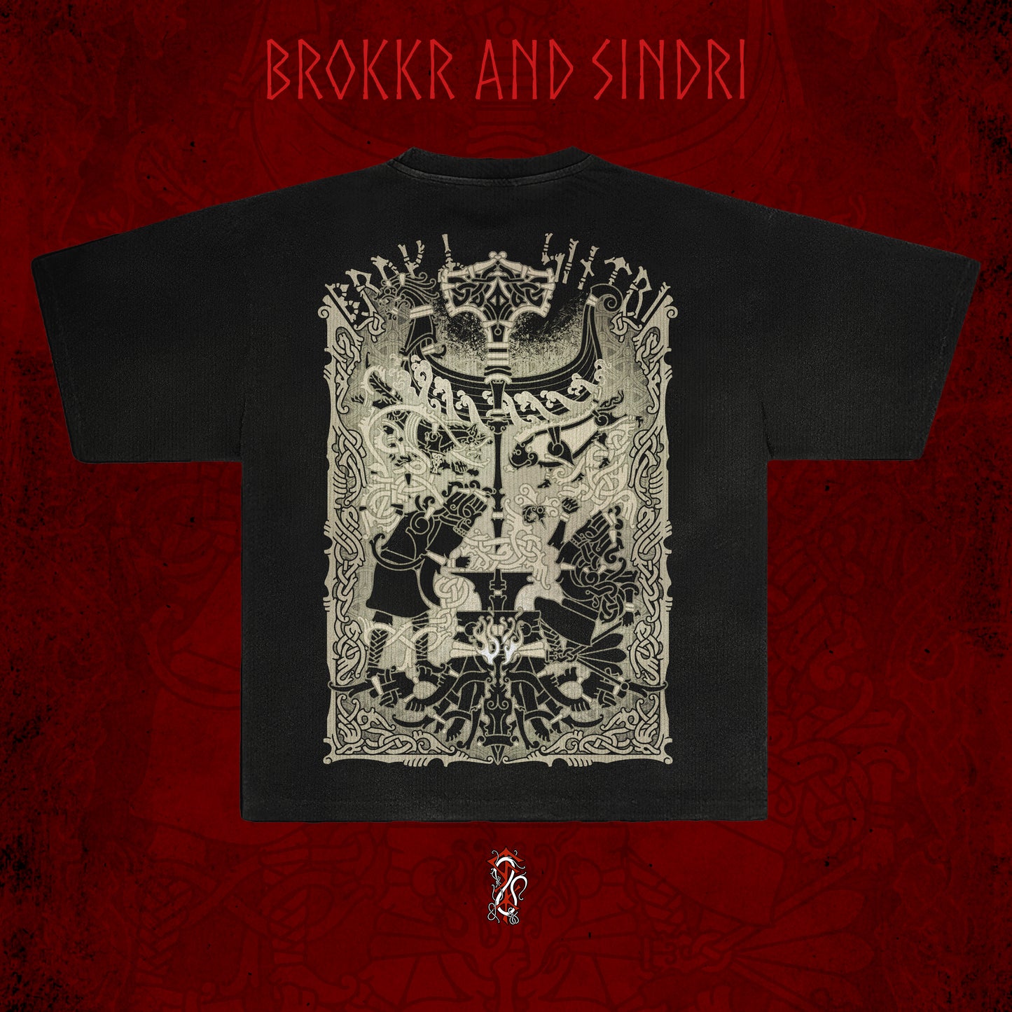 PREORDER OCT - Brokkr and Sindri - Heavyweight Black Tshirt