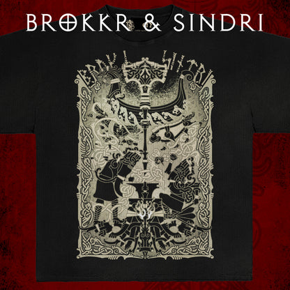 PREORDER OCT - Brokkr and Sindri - Heavyweight Black Tshirt