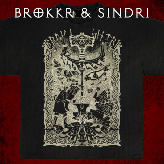 PREORDER OCT - Brokkr and Sindri - Heavyweight Black Tshirt