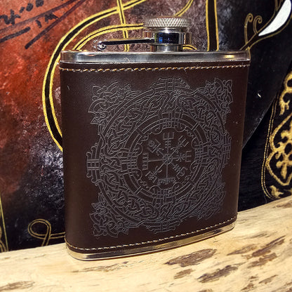 Hip Flask Leather - Vegvisir
