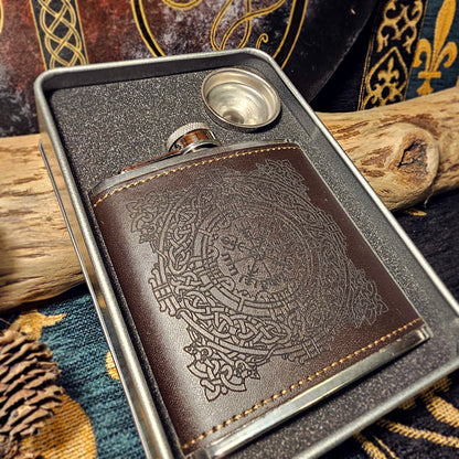 Hip Flask Leather - Vegvisir