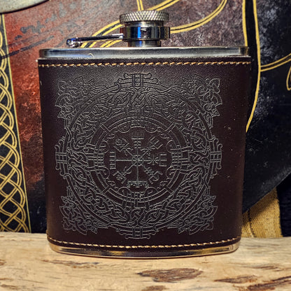 Hip Flask Leather - Vegvisir