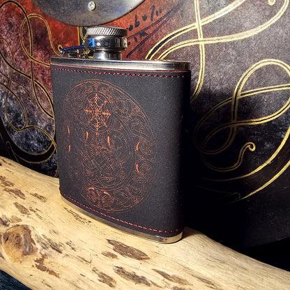 Hip Flask PU Leather - Dragon - Red
