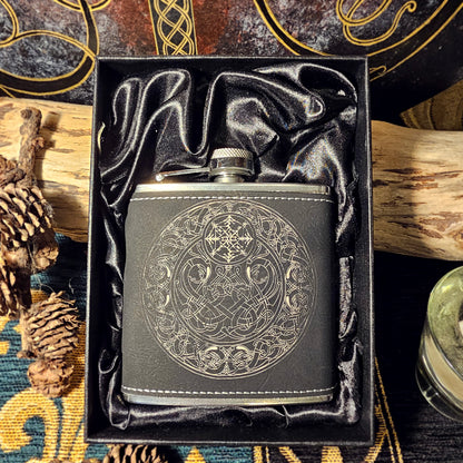 Hip Flask PU Leather - Dragon - White