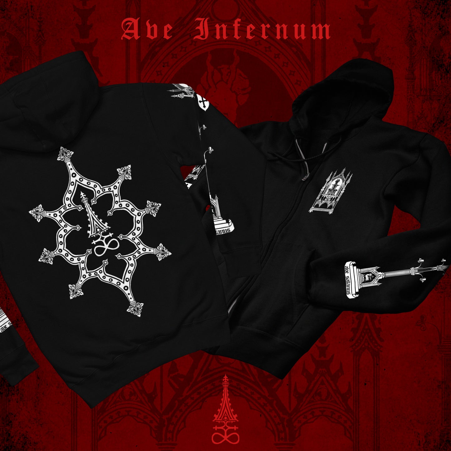 Ave Infernum - Acid Washed Zip Hoodie