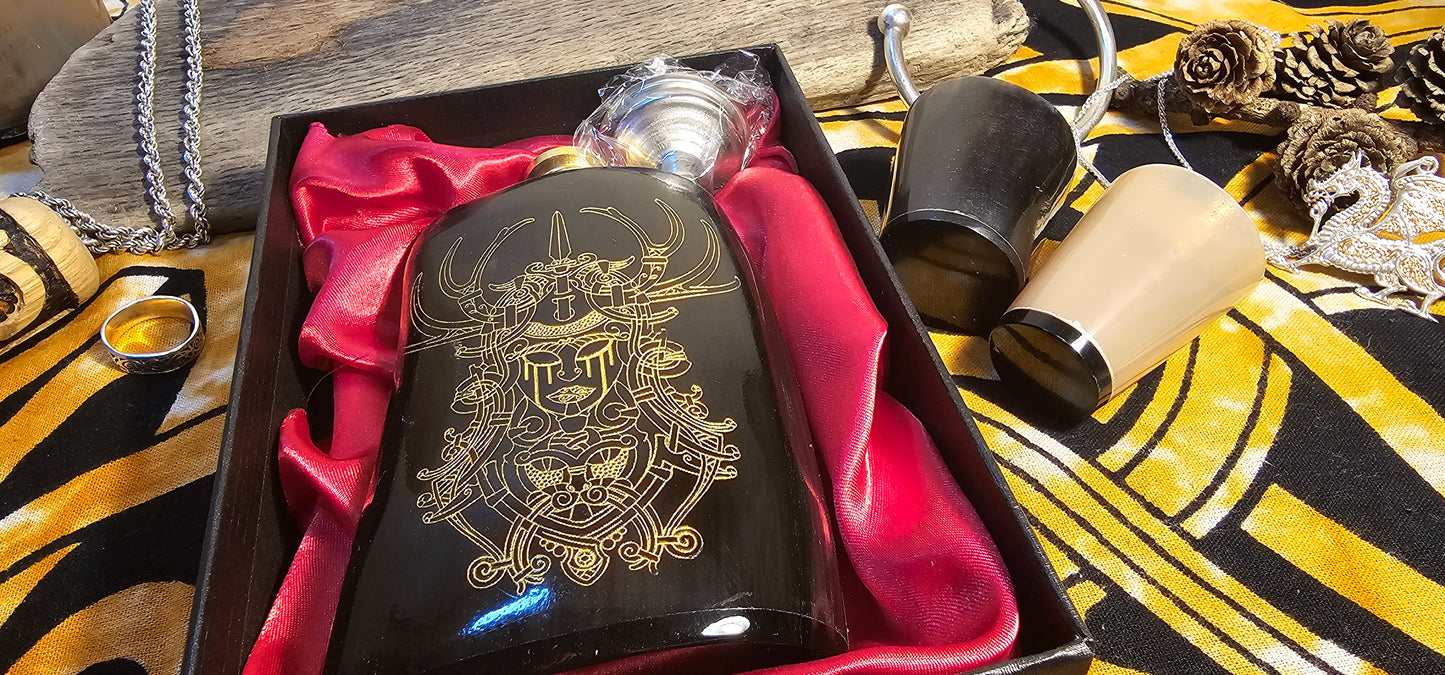 Freya - Horn Hip Flask