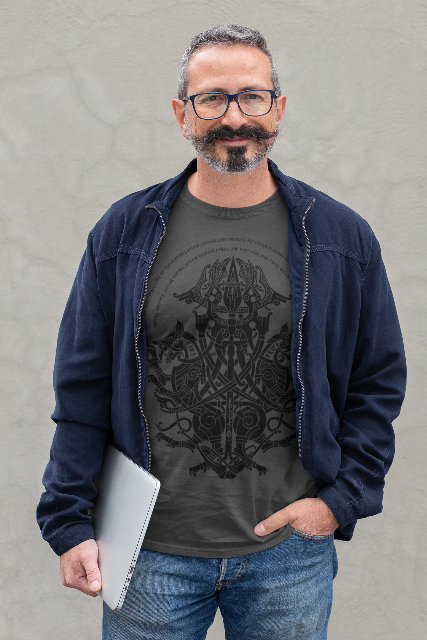 ODIN GREY & BLACK TEE