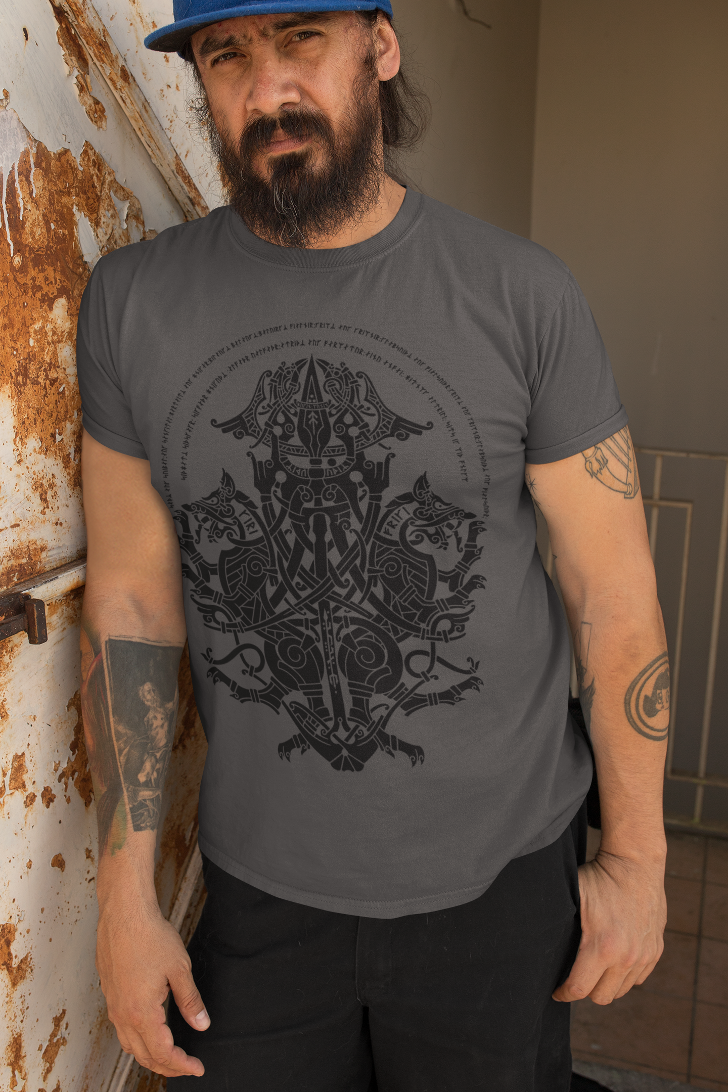 ODIN GREY & BLACK TEE