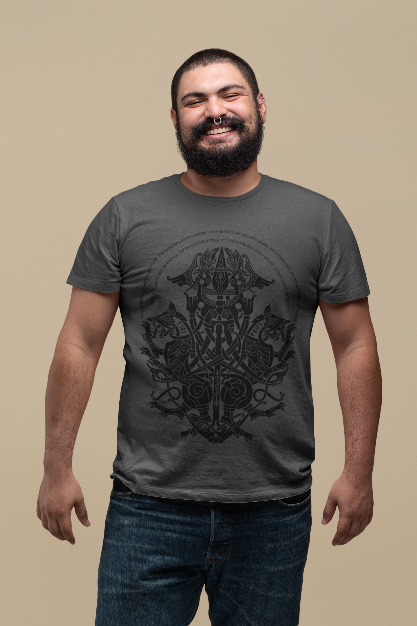 ODIN GREY & BLACK TEE