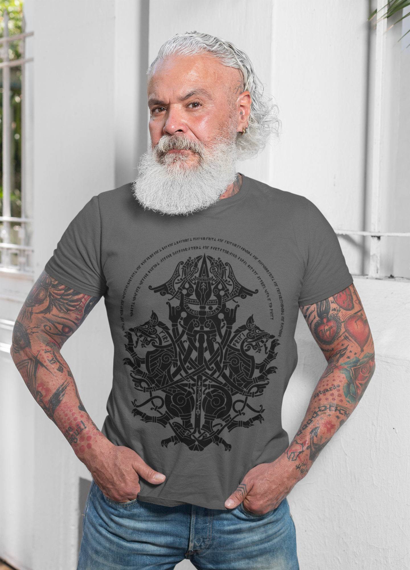 ODIN GREY & BLACK TEE