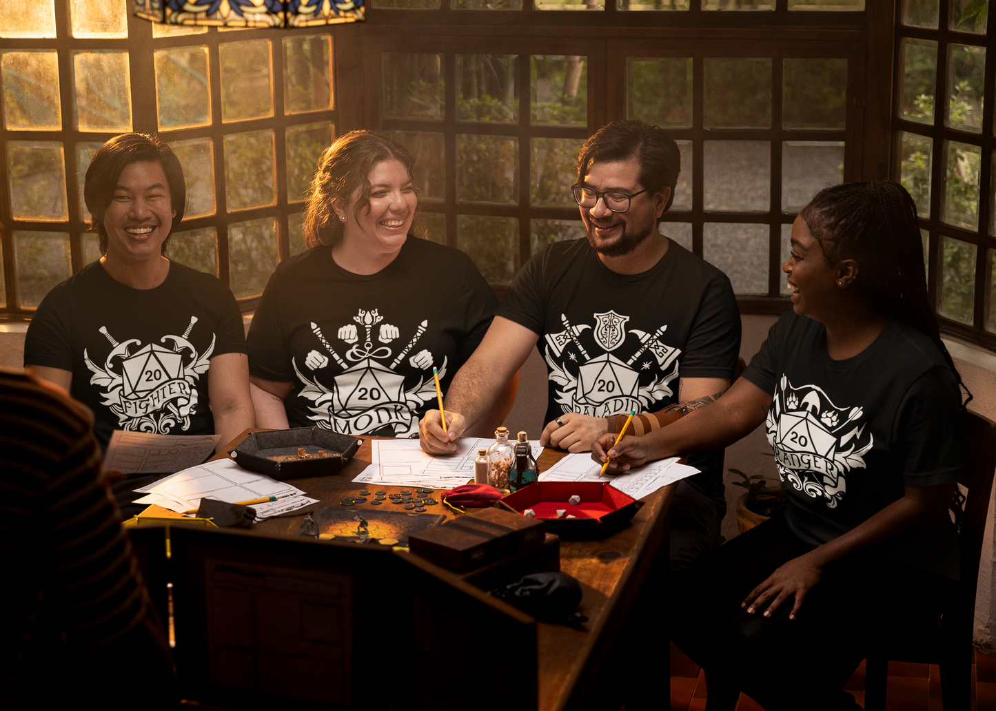 Dungeons and Dragons Ranger Class T-Shirt | Black & White D20 Dice Design | Perfect Gift for RPG Gamers