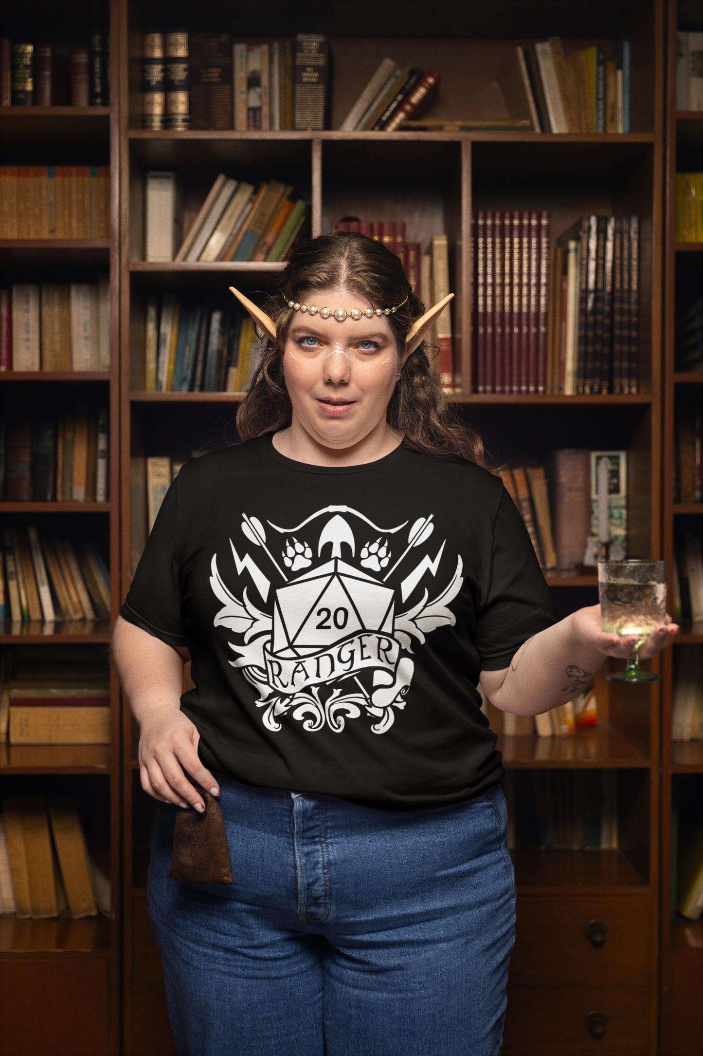Dungeons and Dragons Ranger Class T-Shirt | Black & White D20 Dice Design | Perfect Gift for RPG Gamers