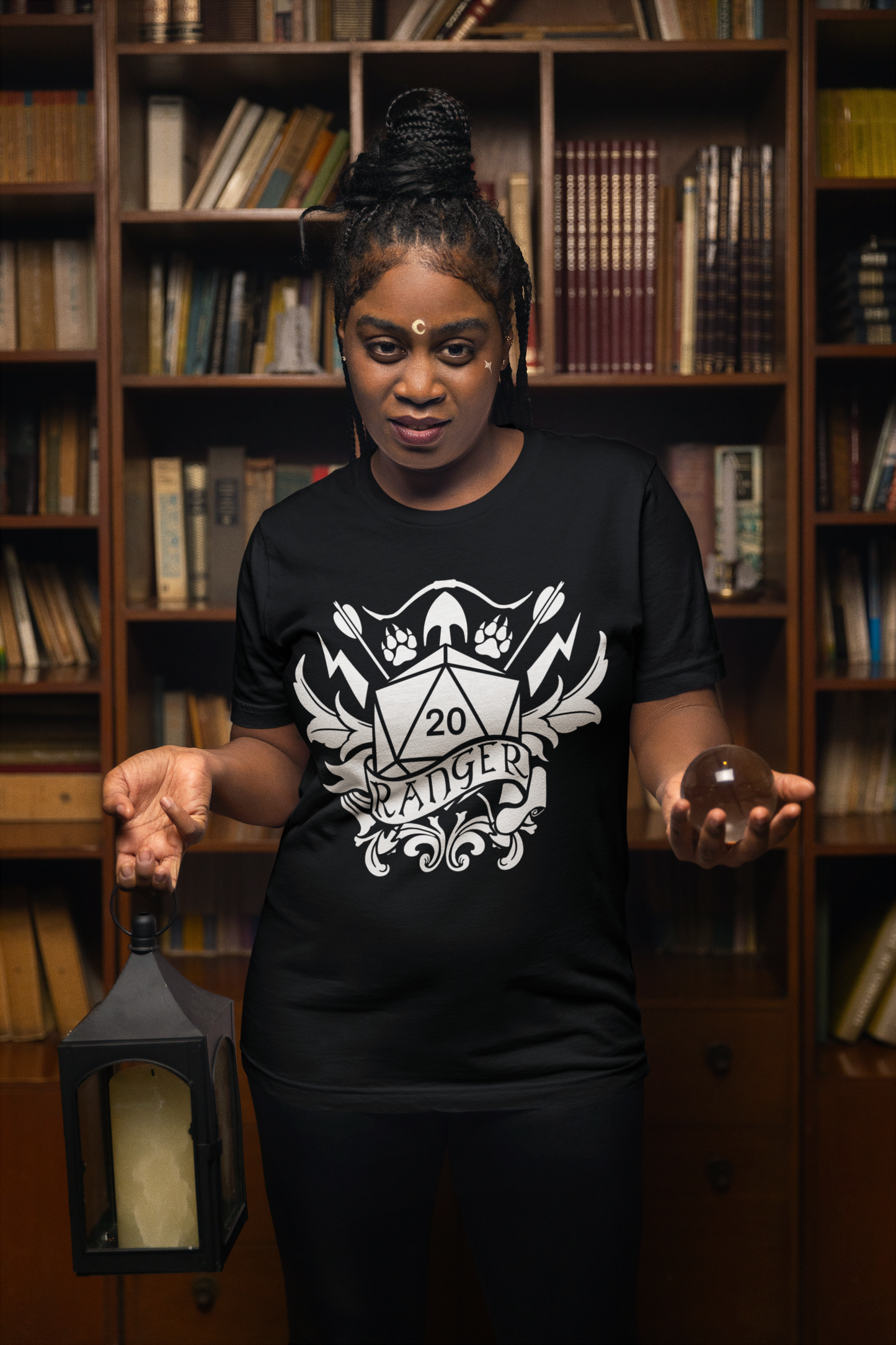 Dungeons and Dragons Ranger Class T-Shirt | Black & White D20 Dice Design | Perfect Gift for RPG Gamers