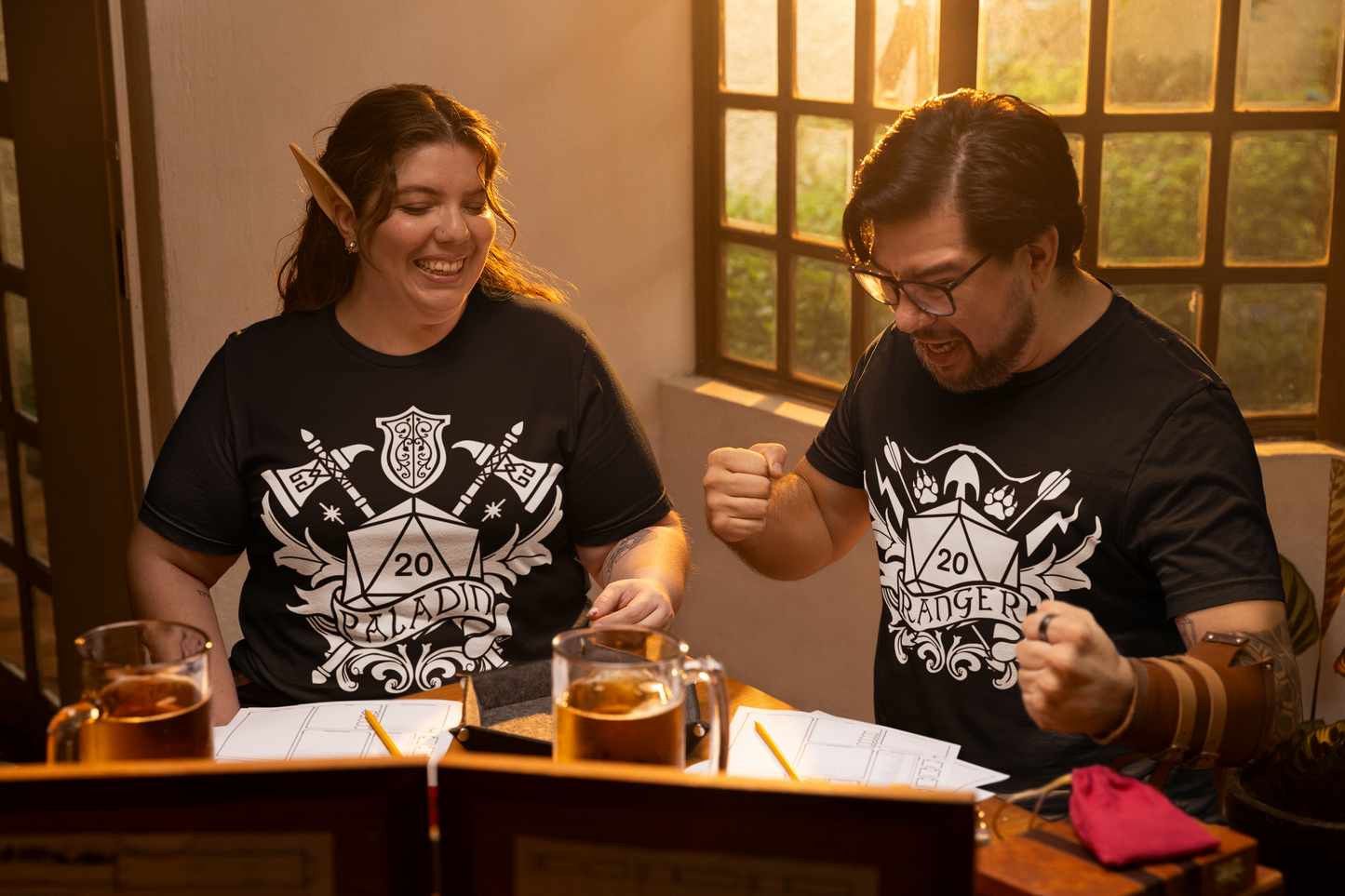 Dungeons and Dragons Ranger Class T-Shirt | Black & White D20 Dice Design | Perfect Gift for RPG Gamers