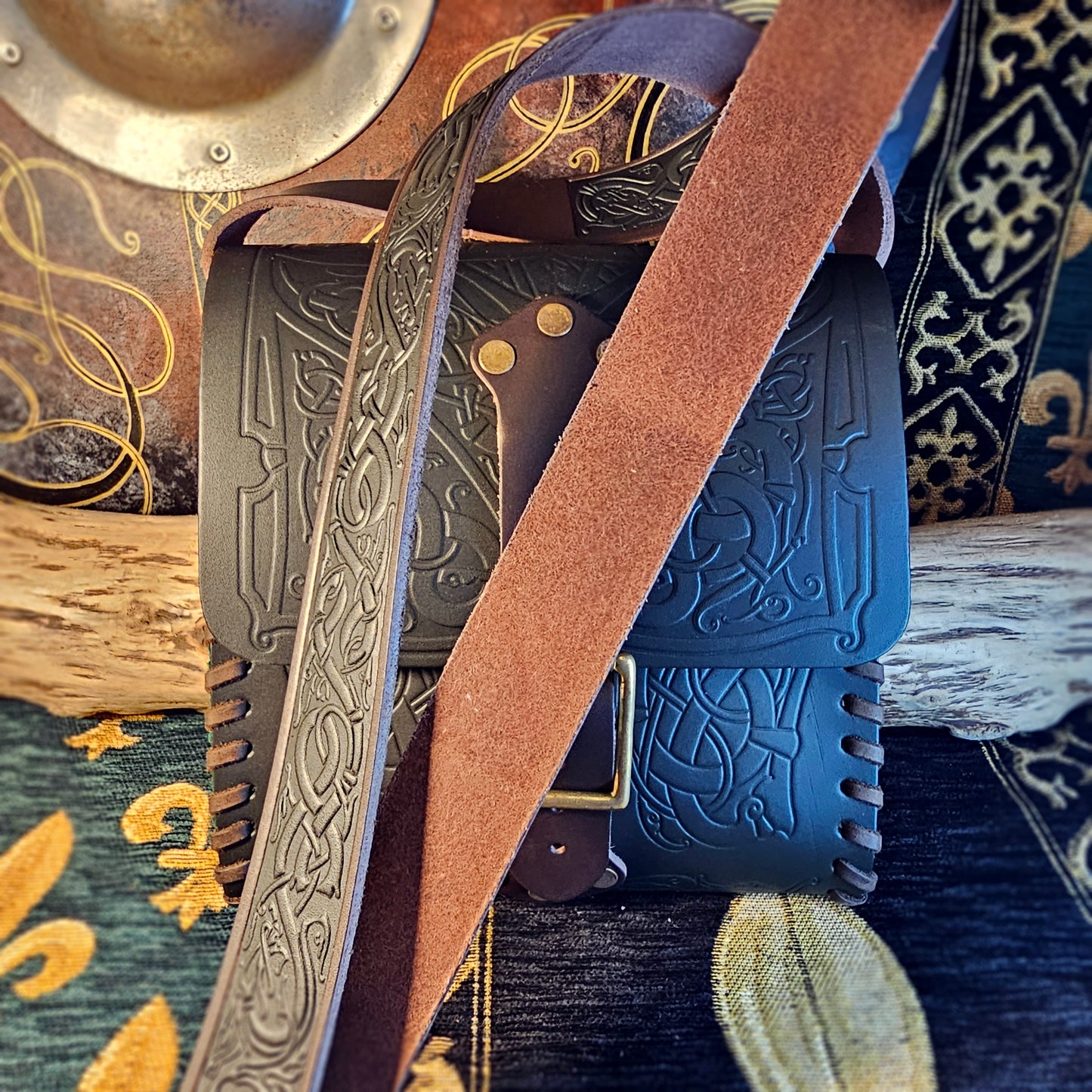 Leather Satchel - Green and Brown