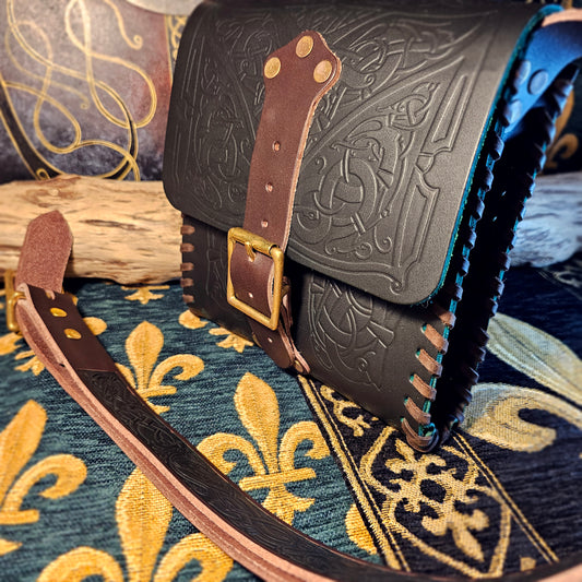 Leather Satchel - Green and Brown