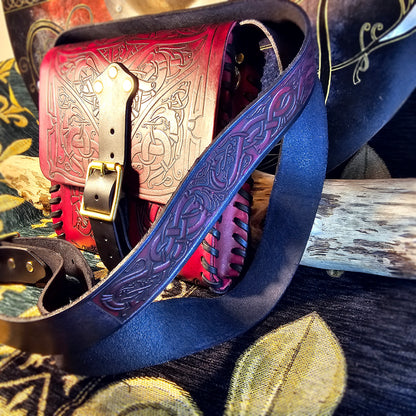 Leather Satchel - Red and Black