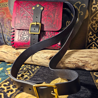 Leather Satchel - Red and Black