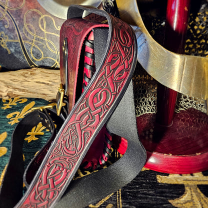 Leather Satchel - Red and Black