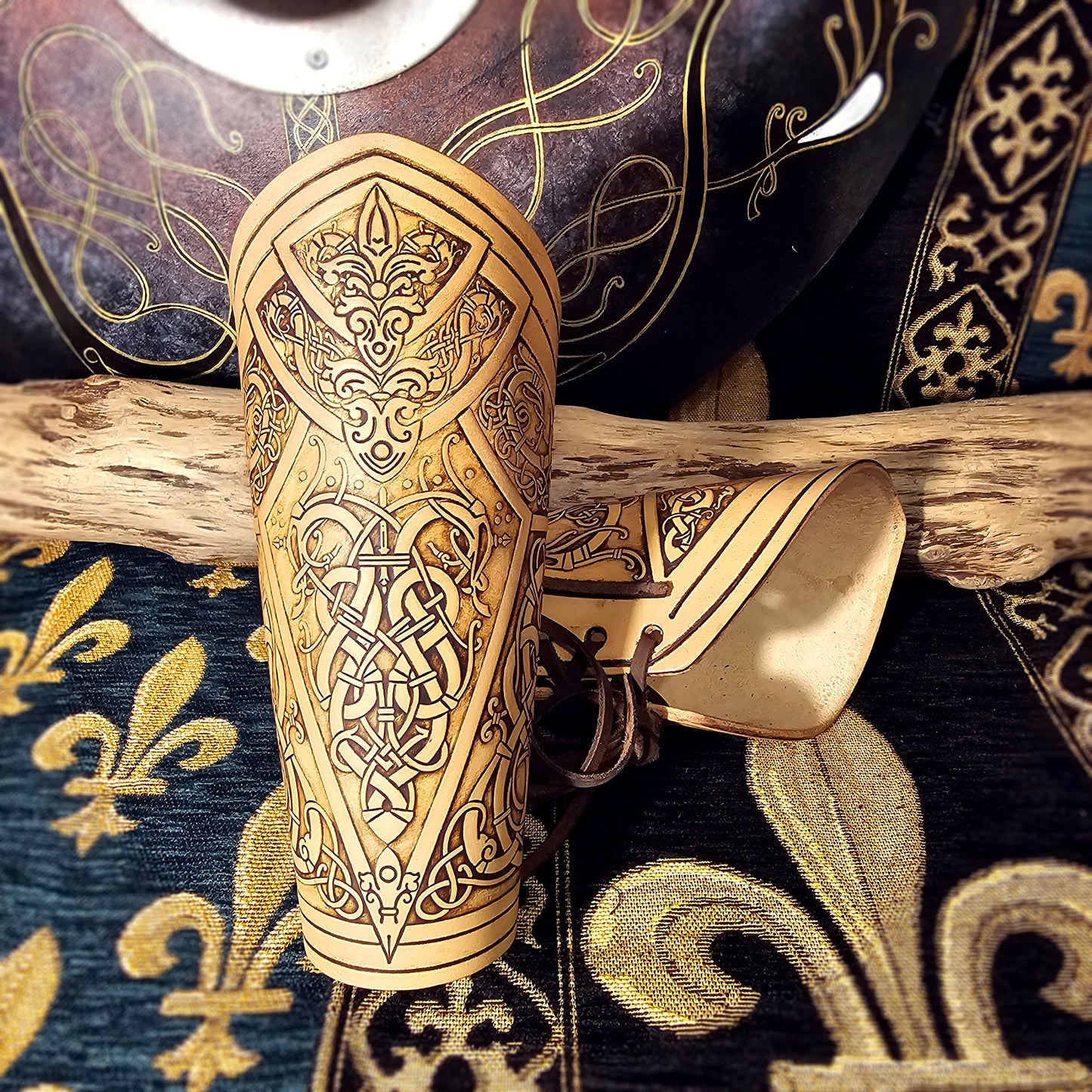 Leather Laced Vambraces - Dragon