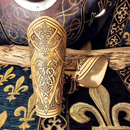 Leather Laced Vambraces - Dragon