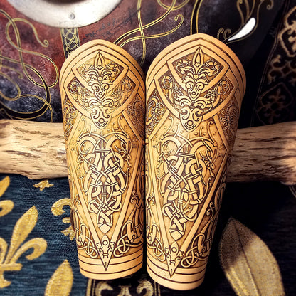 Leather Laced Vambraces - Dragon