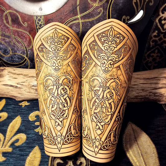 Leather Laced Vambraces - Dragon