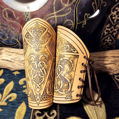 Leather Laced Vambraces - Dragon